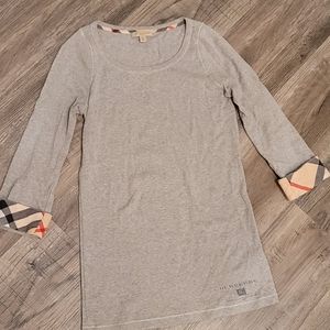 Burberry 3/4 Sleeve Grey Shirt Cuffed
